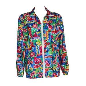 KORET FRANCISCA Vintage Multicolored Floral Zip Up Jacket Womens Size S‎ Small